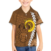 Vanuatu Coconut Crab Kid Hawaiian Shirt Ni-Van Tropical Leaves With Sand Drawing Art