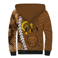 Vanuatu Coconut Crab Sherpa Hoodie Ni-Van Tropical Leaves With Sand Drawing Art