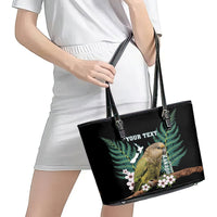 Personalised New Zealand Kakapo Leather Tote Bag Aotearoa Fern With Manuka LT14 - Polynesian Pride