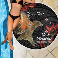 Personalised New Zealand Kea Beach Blanket Nestor Notabilis With Harakeke Maori Pattern