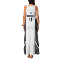 Custom Fiji Tapa Rugby Family Matching Tank Maxi Dress and Hawaiian Shirt Flying Fijian Black And White Version