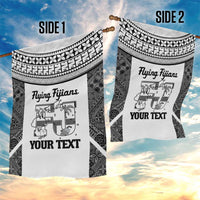 Custom Fiji Tapa Rugby Garden Flag Flying Fijian Black And White Version