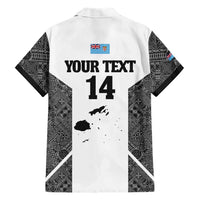 Custom Fiji Tapa Rugby Hawaiian Shirt Flying Fijian Black And White Version