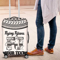 Custom Fiji Tapa Rugby Luggage Cover Flying Fijian Black And White Version LT14 Black - Polynesian Pride