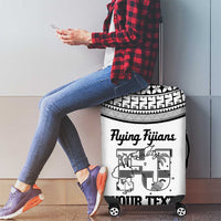 Custom Fiji Tapa Rugby Luggage Cover Flying Fijian Black And White Version LT14 - Polynesian Pride