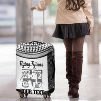 Custom Fiji Tapa Rugby Luggage Cover Flying Fijian Black And White Version LT14 - Polynesian Pride