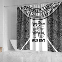 Custom Fiji Tapa Rugby Shower Curtain Flying Fijian Black And White Version