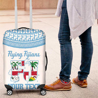 Custom Fiji Tapa Rugby Luggage Cover Flying Fijian Blue And White Version LT14 Blue - Polynesian Pride