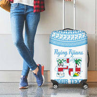 Custom Fiji Tapa Rugby Luggage Cover Flying Fijian Blue And White Version LT14 - Polynesian Pride