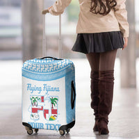 Custom Fiji Tapa Rugby Luggage Cover Flying Fijian Blue And White Version LT14 - Polynesian Pride
