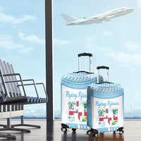 Custom Fiji Tapa Rugby Luggage Cover Flying Fijian Blue And White Version LT14 - Polynesian Pride
