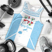 Custom Fiji Tapa Rugby Men Tank Top Flying Fijian Blue And White Version