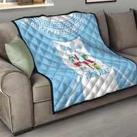 Custom Fiji Tapa Rugby Quilt Flying Fijian Blue And White Version
