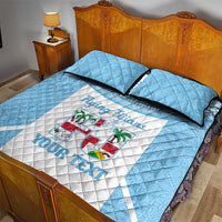 Custom Fiji Tapa Rugby Quilt Bed Set Flying Fijian Blue And White Version