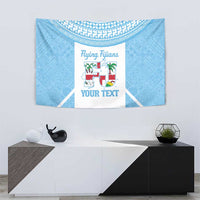Custom Fiji Tapa Rugby Tapestry Flying Fijian Blue And White Version