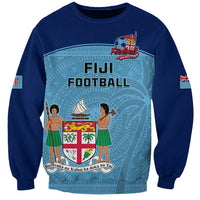 Personalised Fiji Football Sweatshirt Fijian Tapa Pattern Sporty Style LT14 Unisex Blue - Polynesian Pride