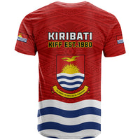 Kiribati Football T Shirt Polynesian Pattern Mix Kiribatian Flag LT14 - Polynesian Pride