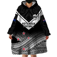 Personalised Aotearoa Football Wearable Blanket Hoodie Go New Zealand Maori Fern Pattern LT14 - Polynesian Pride