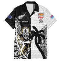 Custom Fiji And New Zealand Rugby Family Matching Long Sleeve Bodycon Dress and Hawaiian Shirt Aotearoa Silver Fern Mix Fijian Tapa Pattern