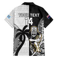 Custom Fiji And New Zealand Rugby Family Matching Summer Maxi Dress and Hawaiian Shirt Aotearoa Silver Fern Mix Fijian Tapa Pattern