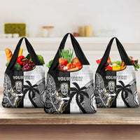 Custom Fiji And New Zealand Rugby Grocery Bag Aotearoa Silver Fern Mix Fijian Tapa Pattern