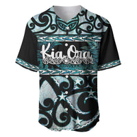 Kia Ora New Zealand Baseball Jersey Aotearoa Proud Maori Paua Shell Silver Fern LT14 Black - Polynesian Pride