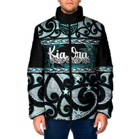 Kia Ora New Zealand Padded Jacket Aotearoa Proud Maori Paua Shell Silver Fern - Polynesian Pride