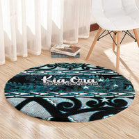 Kia Ora New Zealand Round Carpet Aotearoa Proud Maori Paua Shell Silver Fern - Polynesian Pride