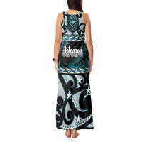 Kia Ora New Zealand Tank Maxi Dress Aotearoa Proud Maori Paua Shell Silver Fern - Polynesian Pride
