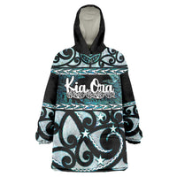 Kia Ora New Zealand Wearable Blanket Hoodie Aotearoa Proud Maori Paua Shell Silver Fern - Polynesian Pride