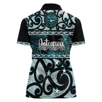 Kia Ora New Zealand Women Polo Shirt Aotearoa Proud Maori Paua Shell Silver Fern - Polynesian Pride