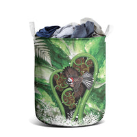 Piwakawaka New Zealand Christmas In July Laundry Basket NZ Aroha Koru Fern Marble Vibes LT14 - Polynesian Pride