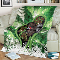 Piwakawaka New Zealand Christmas In July Blanket NZ Aroha Koru Fern Marble Vibes LT14 - Polynesian Pride