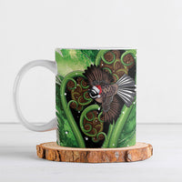Piwakawaka New Zealand Christmas In July Ceramic Mug NZ Aroha Koru Fern Marble Vibes LT14 Green - Polynesian Pride