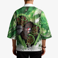 Piwakawaka New Zealand Christmas In July Kimono NZ Aroha Koru Fern Marble Vibes LT14 - Polynesian Pride