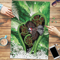 Piwakawaka New Zealand Christmas In July Puzzle NZ Aroha Koru Fern Marble Vibes LT14 Green - Polynesian Pride