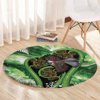 Piwakawaka New Zealand Christmas In July Round Carpet NZ Aroha Koru Fern Marble Vibes LT14 - Polynesian Pride