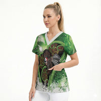 Piwakawaka New Zealand Christmas In July Scrub Top NZ Aroha Koru Fern Marble Vibes LT14 - Polynesian Pride