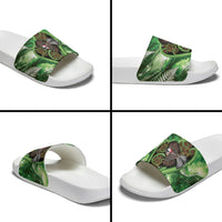 Piwakawaka New Zealand Christmas In July Slide Sandals NZ Aroha Koru Fern Marble Vibes LT14 - Polynesian Pride