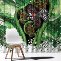 Piwakawaka New Zealand Christmas In July Window Curtain NZ Aroha Koru Fern Marble Vibes LT14 - Polynesian Pride