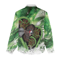 Piwakawaka New Zealand Christmas In July Women Casual Shirt NZ Aroha Koru Fern Marble Vibes LT14 - Polynesian Pride