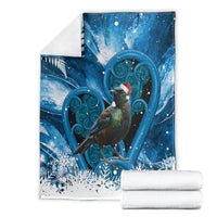 Tui Bird New Zealand Christmas In July Blanket NZ Aroha Koru Fern Marble Vibes LT14 - Polynesian Pride