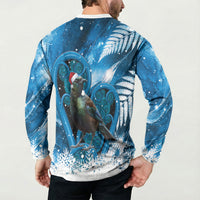 Tui Bird New Zealand Christmas In July Button Sweatshirt NZ Aroha Koru Fern Marble Vibes LT14 - Polynesian Pride