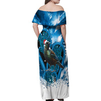 Tui Bird New Zealand Christmas In July Family Matching Off Shoulder Maxi Dress and Hawaiian Shirt NZ Aroha Koru Fern Marble Vibes LT14 - Polynesian Pride