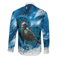 Tui Bird New Zealand Christmas In July Family Matching Off Shoulder Short Dress and Hawaiian Shirt NZ Aroha Koru Fern Marble Vibes LT14 - Polynesian Pride