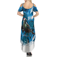 Tui Bird New Zealand Christmas In July Family Matching Summer Maxi Dress and Hawaiian Shirt NZ Aroha Koru Fern Marble Vibes LT14 - Polynesian Pride