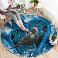 Tui Bird New Zealand Christmas In July Round Carpet NZ Aroha Koru Fern Marble Vibes LT14 - Polynesian Pride