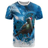 Tui Bird New Zealand Christmas In July T Shirt NZ Aroha Koru Fern Marble Vibes LT14 Blue - Polynesian Pride