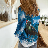 Tui Bird New Zealand Christmas In July Women Casual Shirt NZ Aroha Koru Fern Marble Vibes LT14 - Polynesian Pride