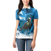 Tui Bird New Zealand Christmas In July Women Polo Shirt NZ Aroha Koru Fern Marble Vibes LT14 - Polynesian Pride
